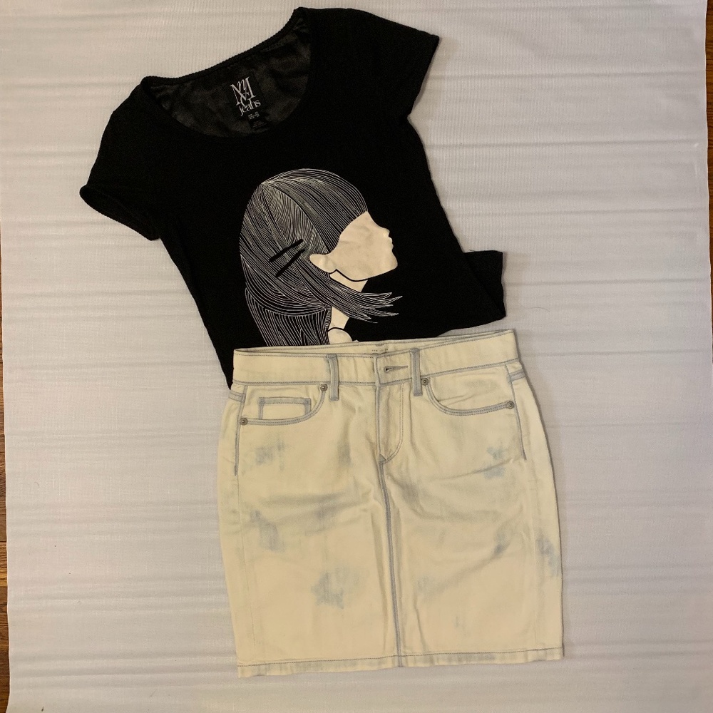 LOFT Mini Denim Skirt, Light blue, Size 25/0P